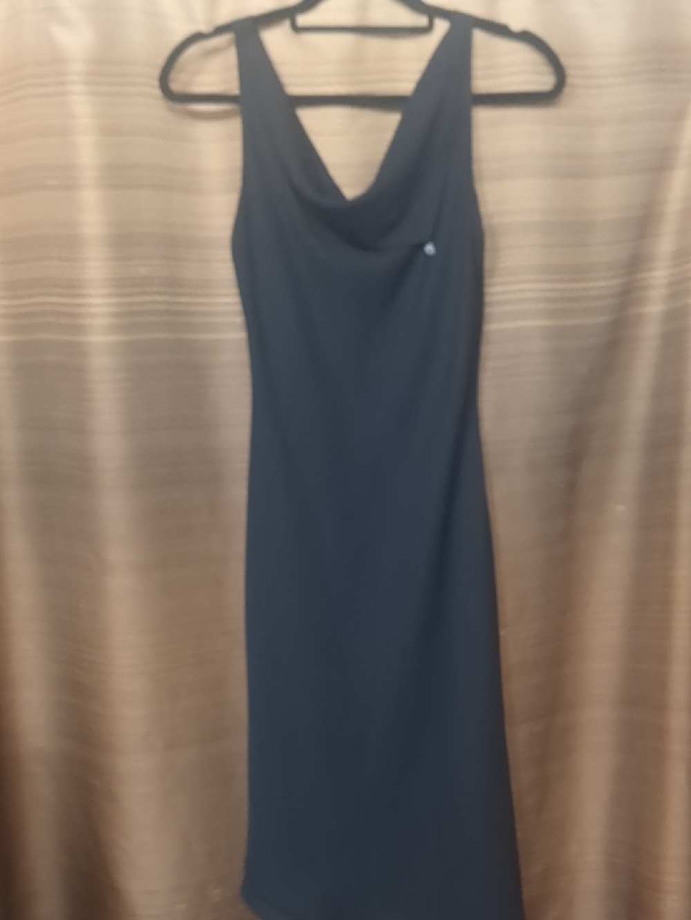 Black Cowl Maxi Slip Dress Asymmetrical Hem